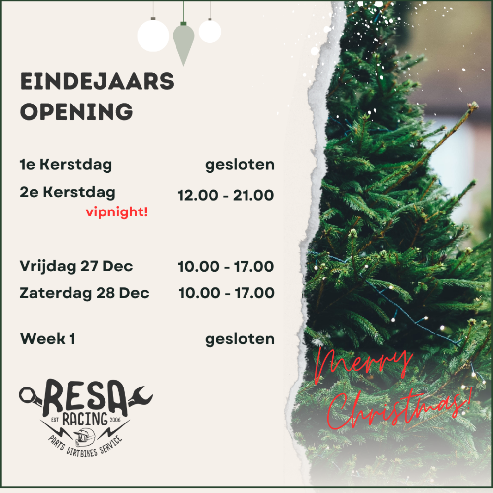 Eindejaars openingstijden Resa